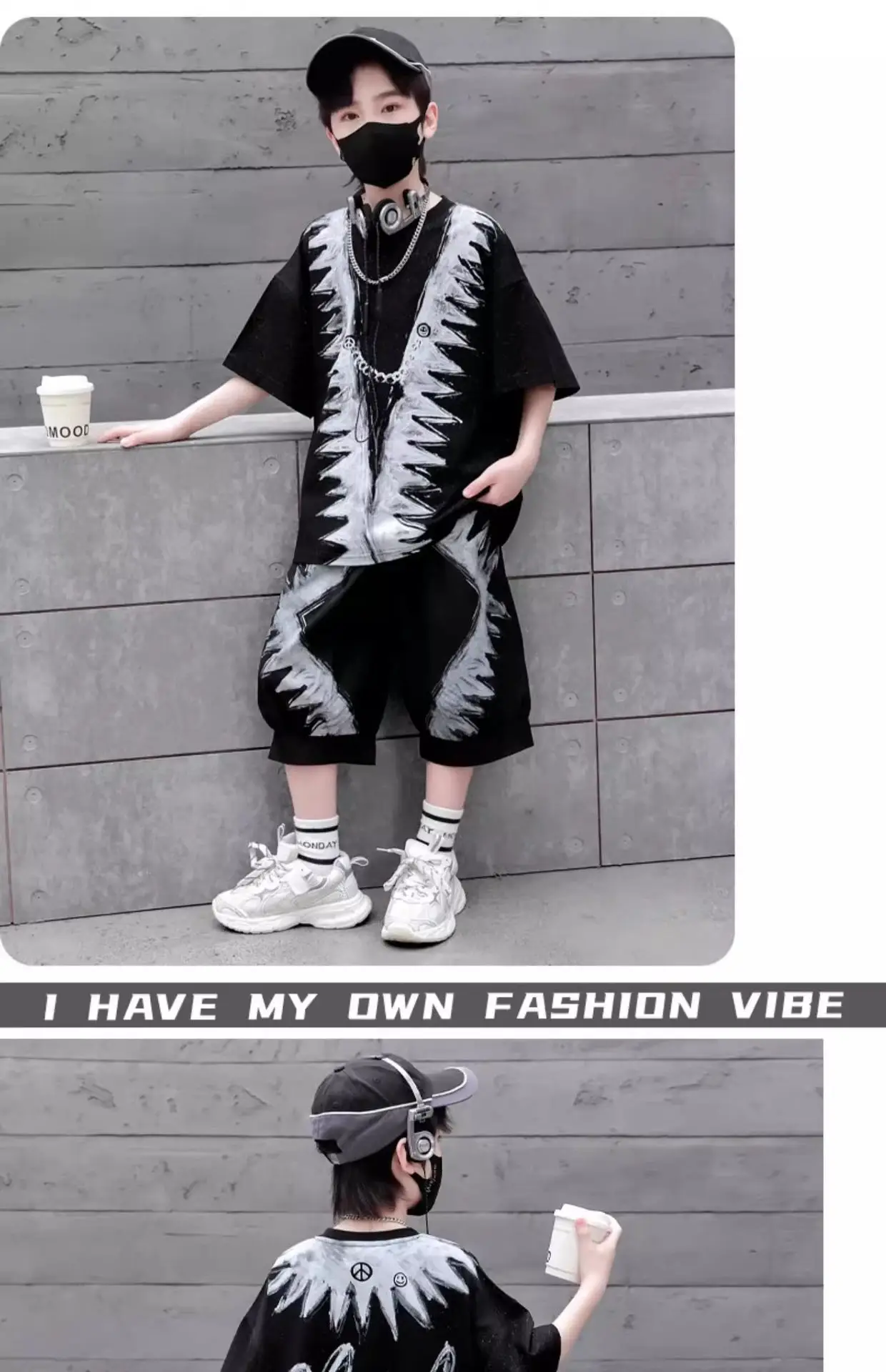 Boys Black Printed 2026 Summer Shorts T-Shirt Set — feature 10