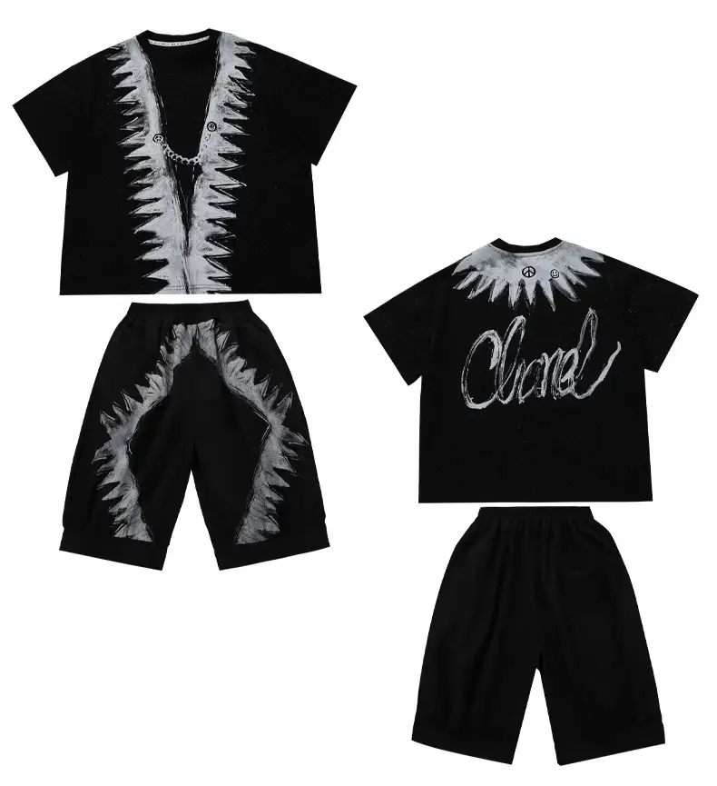 Boys Black Printed 2026 Summer Shorts T-Shirt Set — feature 6