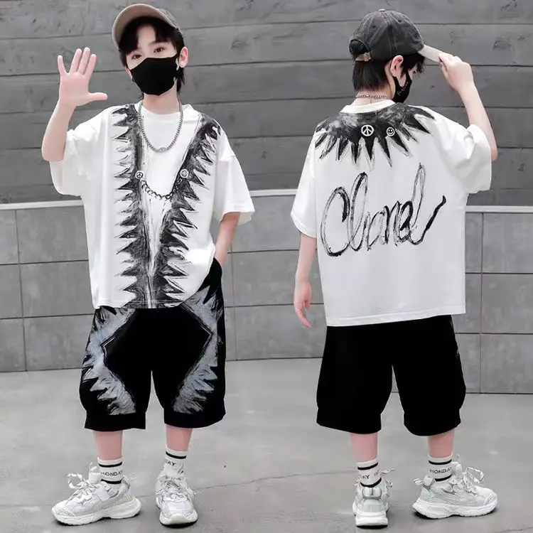 Boys Black Printed 2026 Summer Shorts T-Shirt Set - Image 2