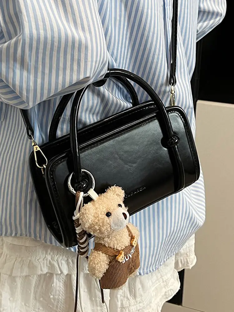 Small Square Korean Style Women's Shoulder Bag Black