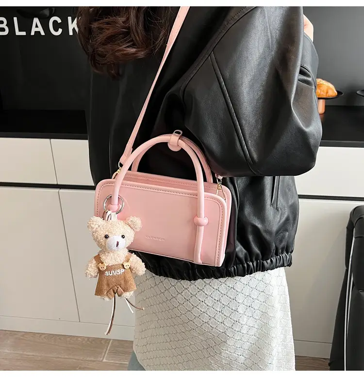Small Square Korean Style Women's Shoulder Bag Black — feature 21