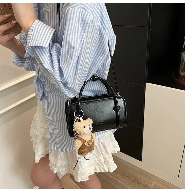 Small Square Korean Style Women's Shoulder Bag Black — feature 29