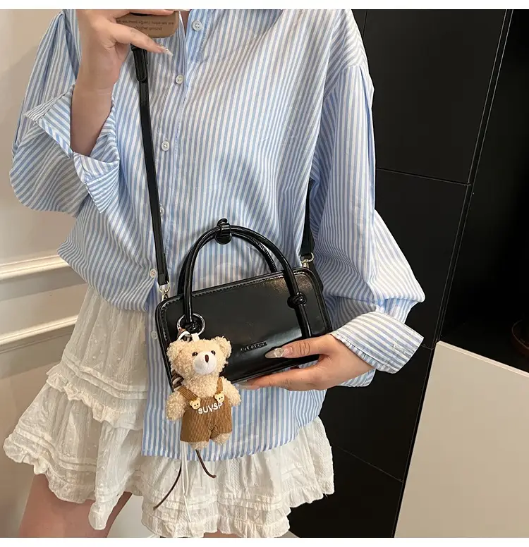 Small Square Korean Style Women's Shoulder Bag Black — feature 30
