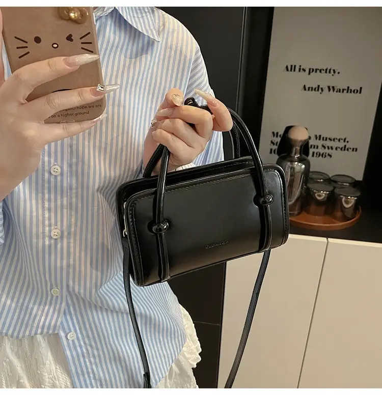 Small Square Korean Style Women's Shoulder Bag Black — feature 31