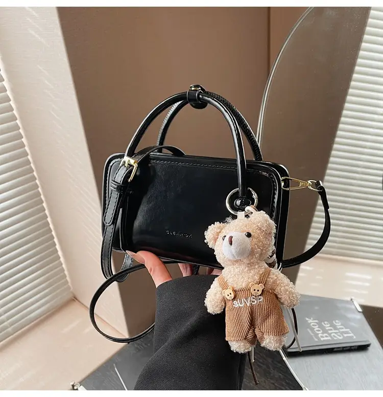 Small Square Korean Style Women's Shoulder Bag Black — feature 38
