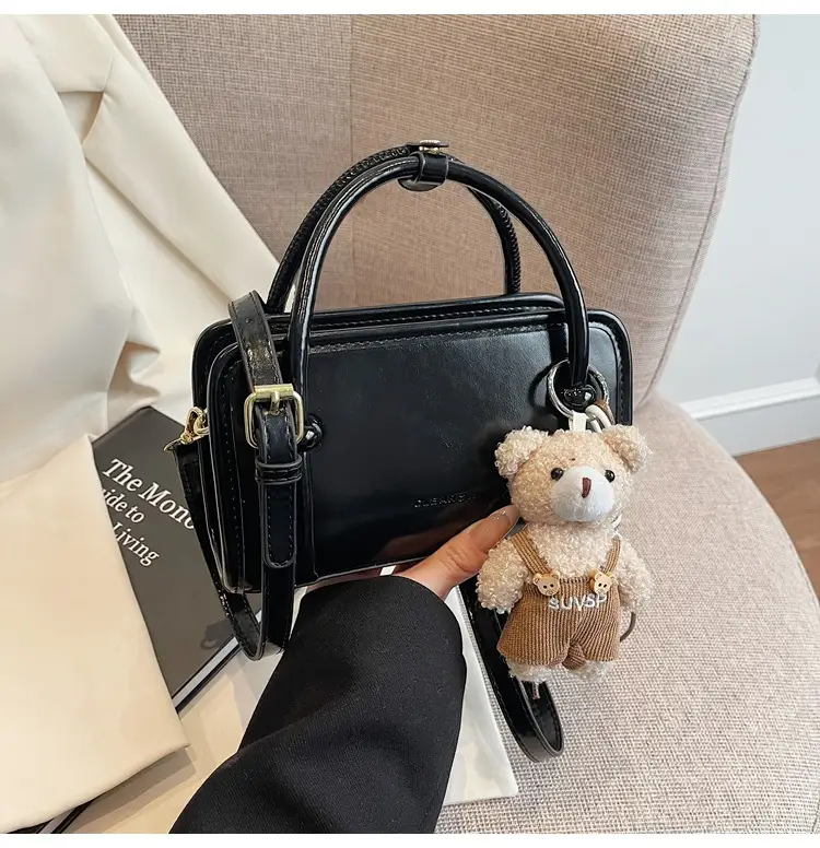 Small Square Korean Style Women's Shoulder Bag Black — feature 43