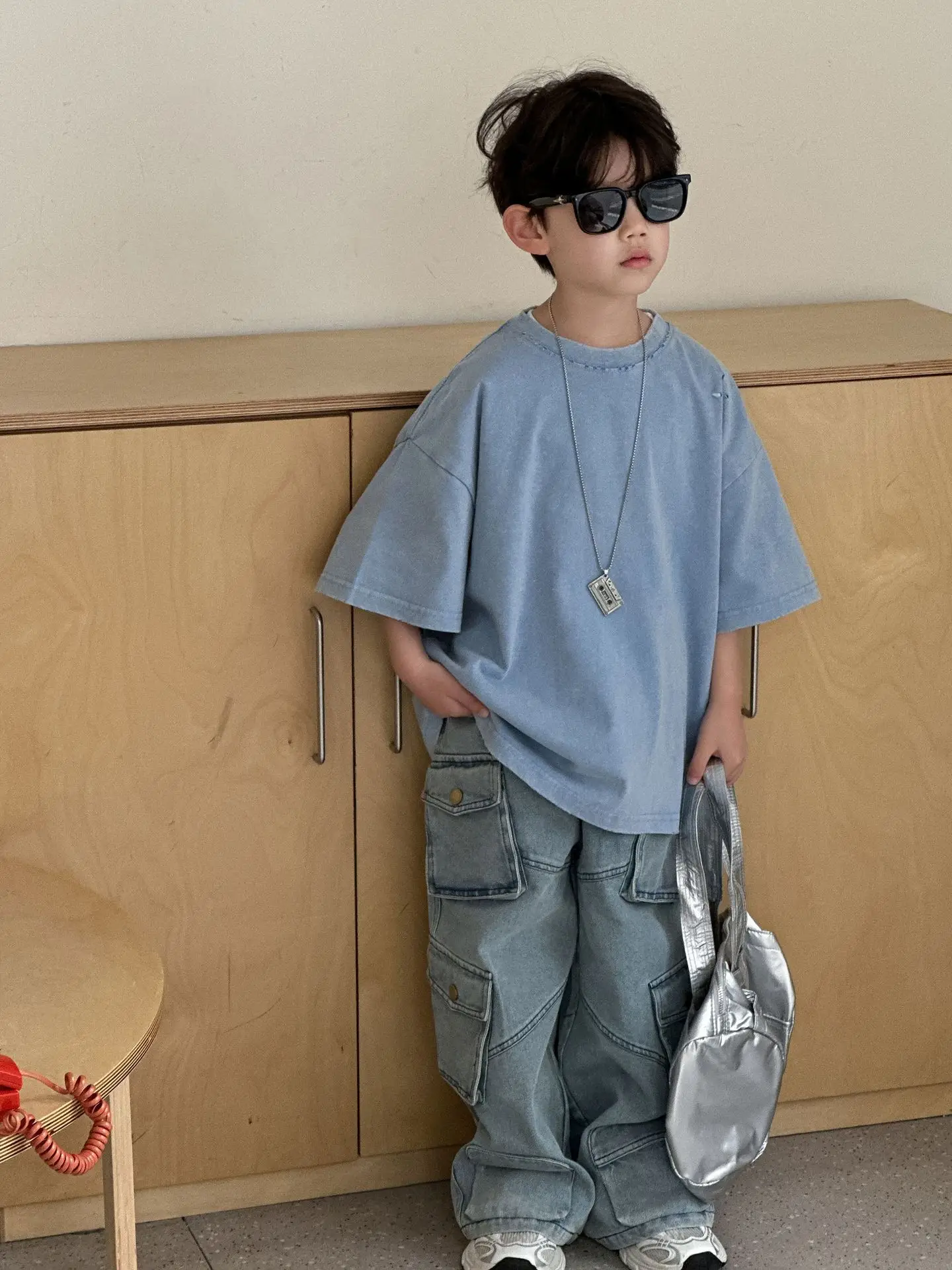 Boys Pure Cotton 2025 Summer Loose Top T-Shirt - Image 3