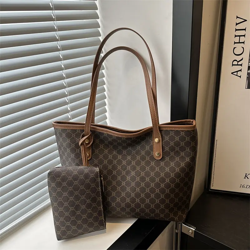 Korean Style Plaid Shoulder Bag with Matching Tote - Image 5
