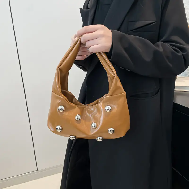Red Rivet Ball Handbag for Women Fashion Luxury - Image 8