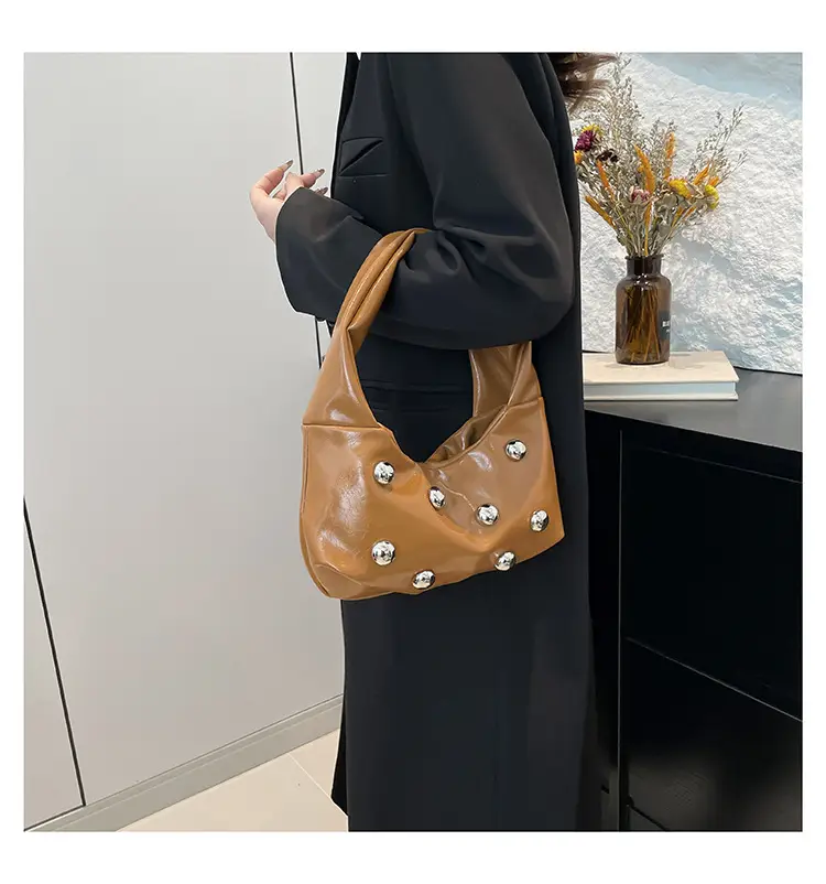 Red Rivet Ball Handbag for Women Fashion Luxury — feature 12
