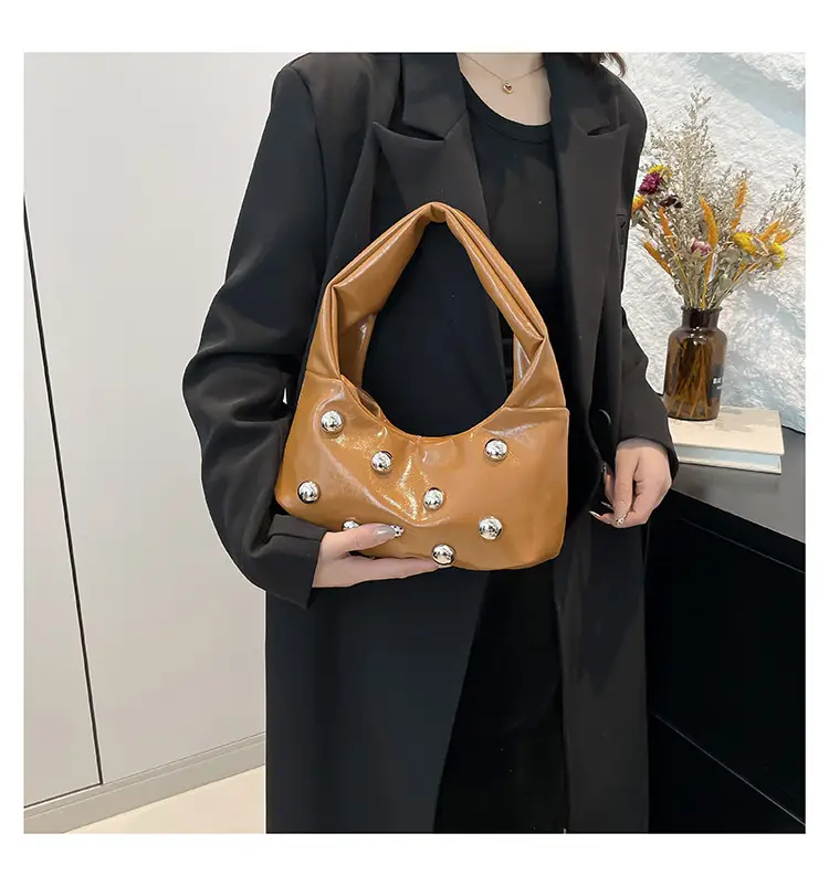 Red Rivet Ball Handbag for Women Fashion Luxury — feature 13