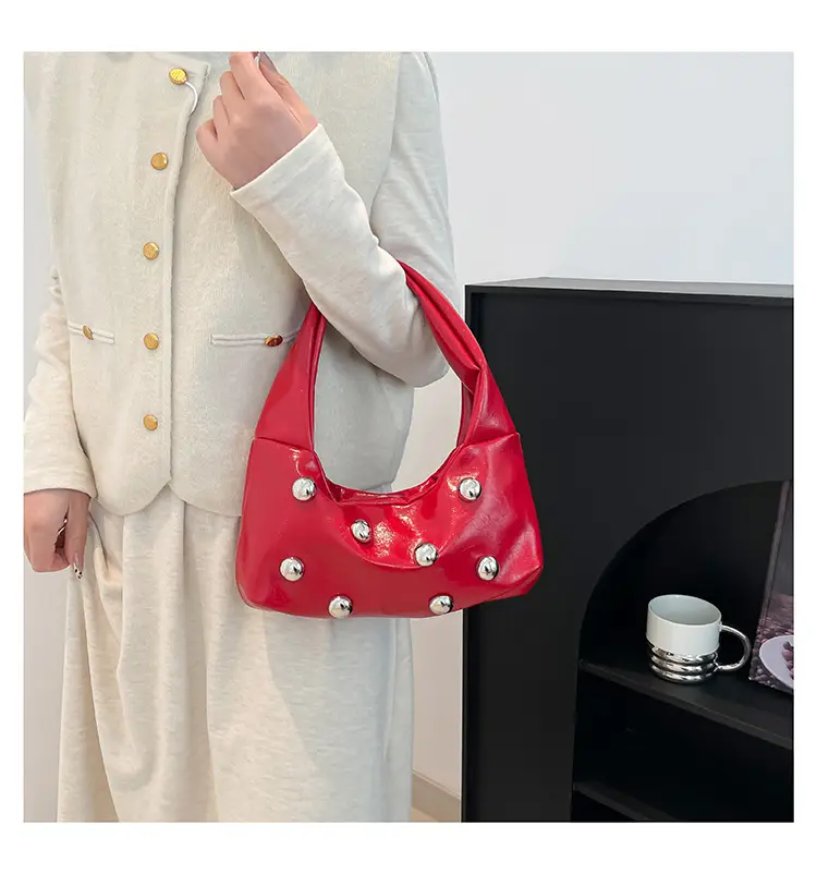 Red Rivet Ball Handbag for Women Fashion Luxury — feature 18