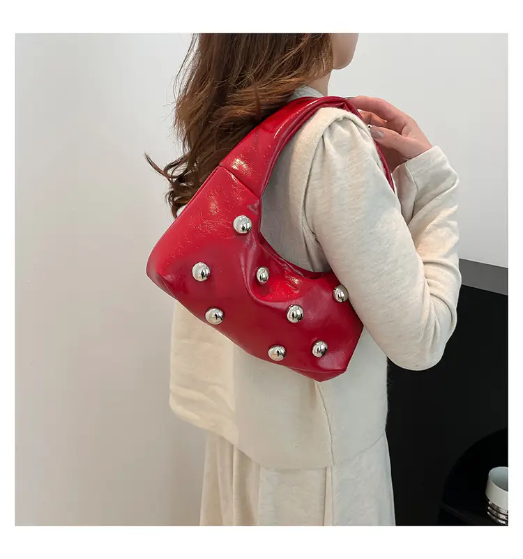 Red Rivet Ball Handbag for Women Fashion Luxury — feature 19