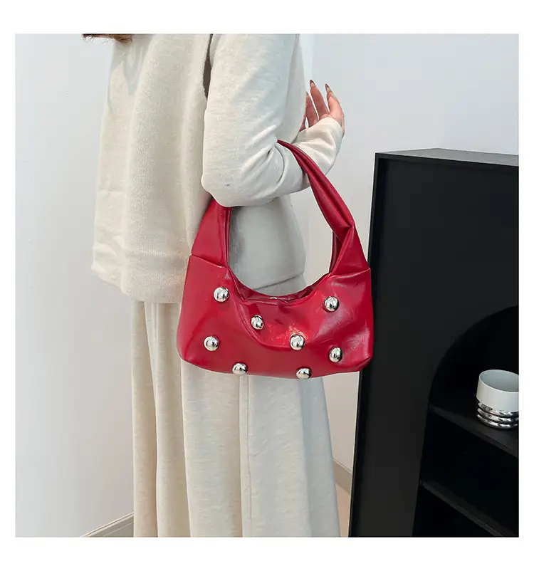 Red Rivet Ball Handbag for Women Fashion Luxury — feature 20