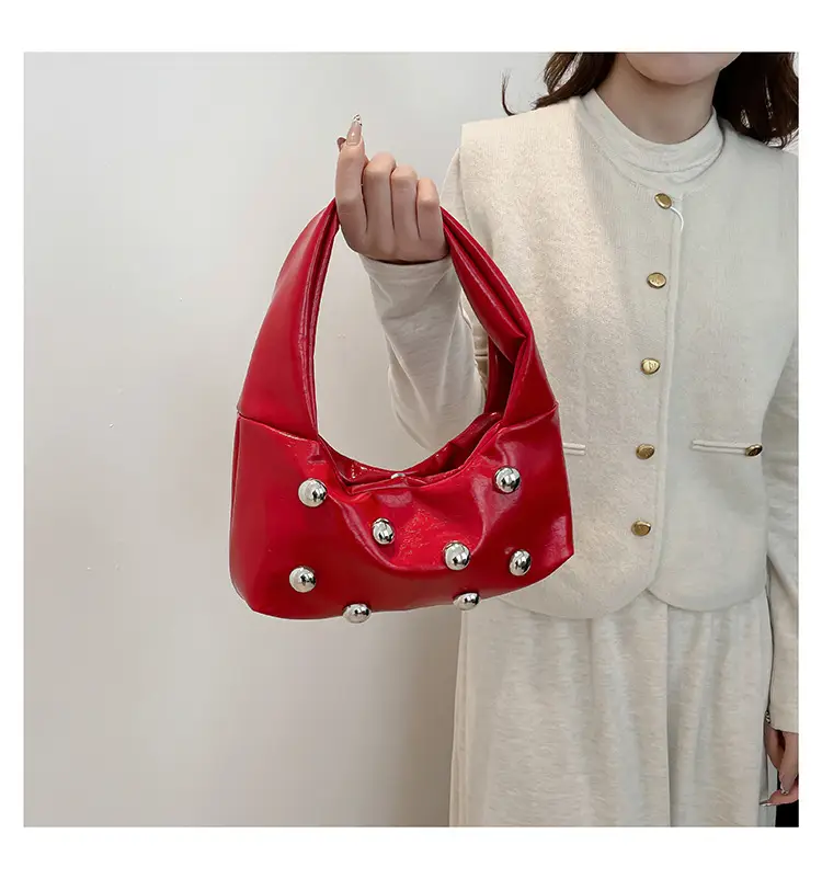 Red Rivet Ball Handbag for Women Fashion Luxury — feature 21