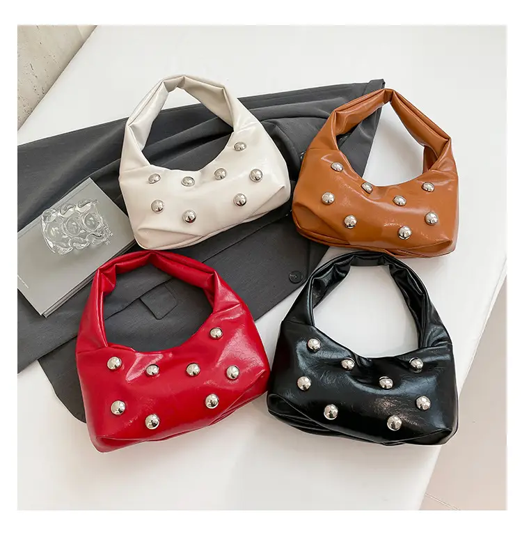 Red Rivet Ball Handbag for Women Fashion Luxury — feature 8