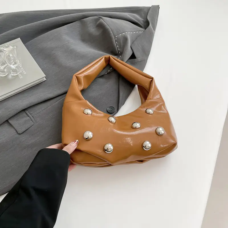 Red Rivet Ball Handbag for Women Fashion Luxury - Image 3