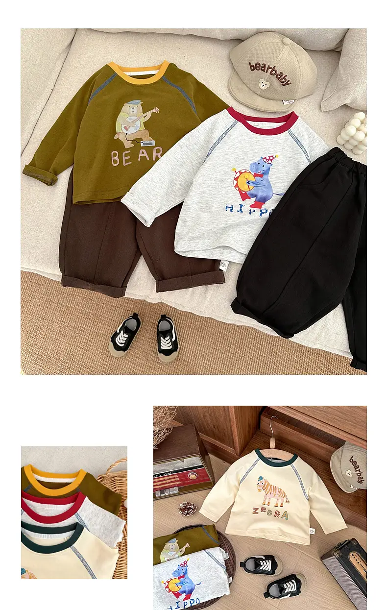 Children Long Sleeve T-shirt Cartoon Animal Cotton Spring Autumn New Boys — feature 7