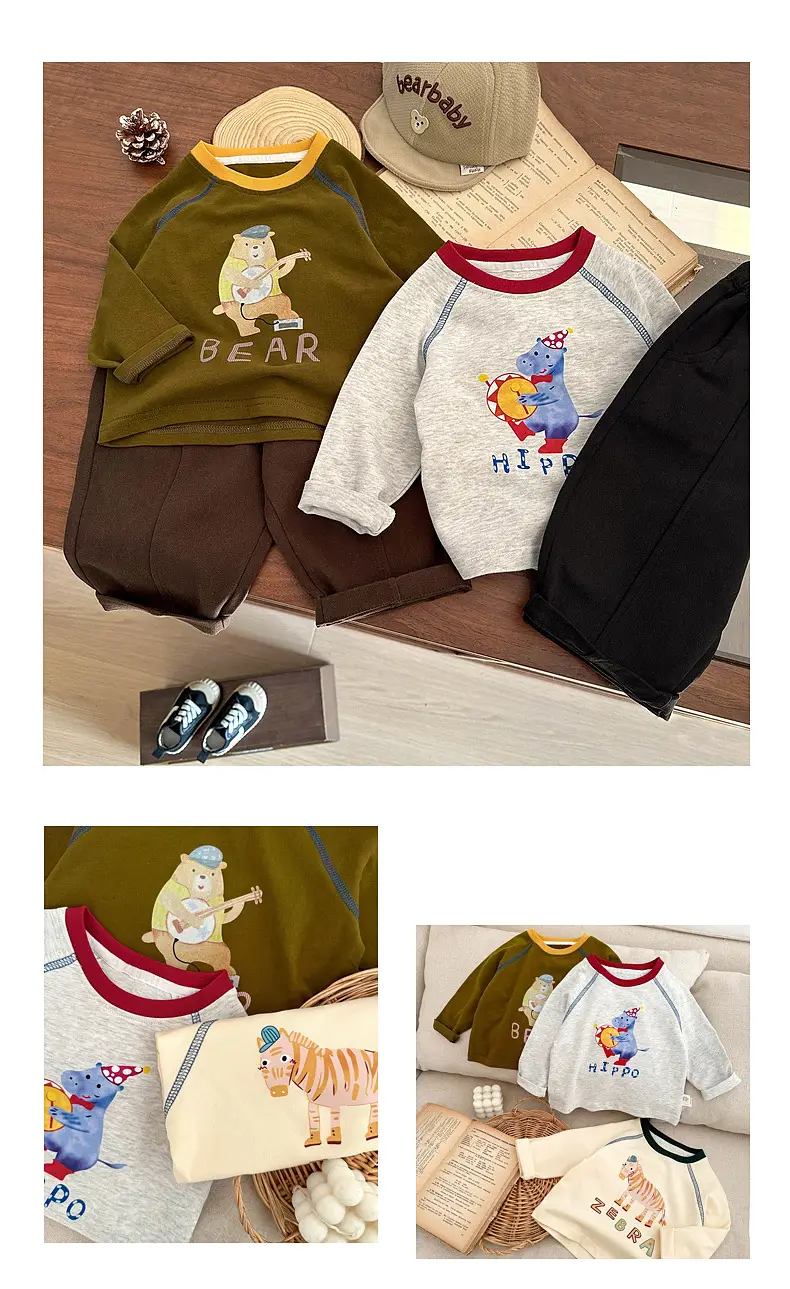 Children Long Sleeve T-shirt Cartoon Animal Cotton Spring Autumn New Boys — feature 8