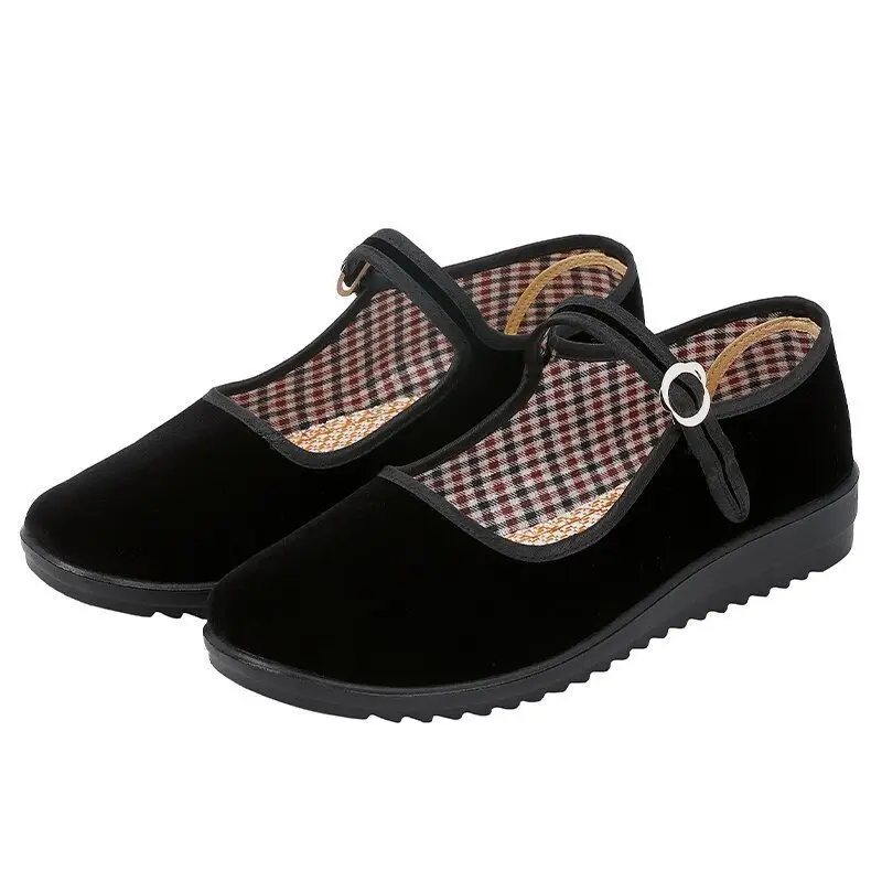 Black Buckle Strap Women's Flat Shoes - Image 5