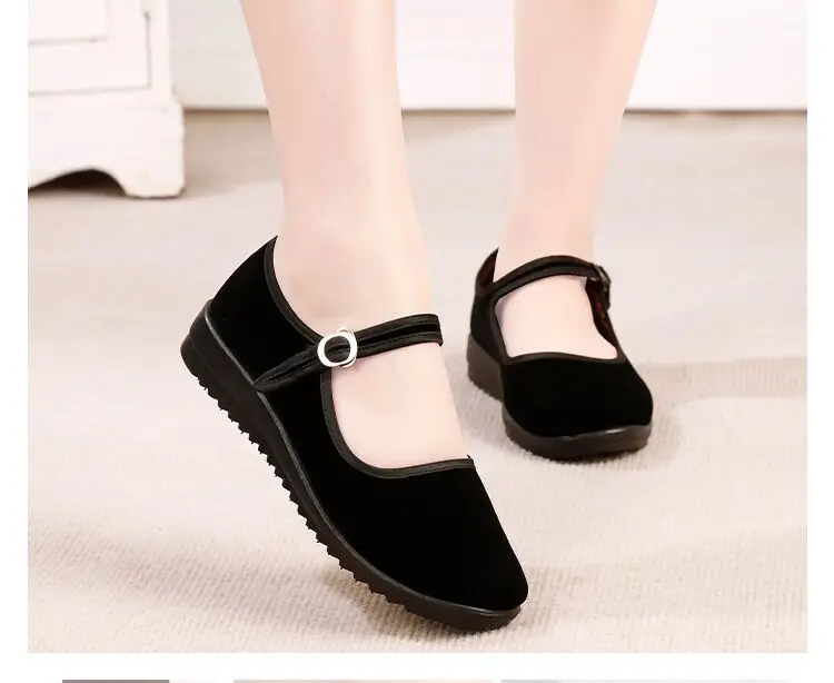 Black Buckle Strap Women's Flat Shoes — feature 12