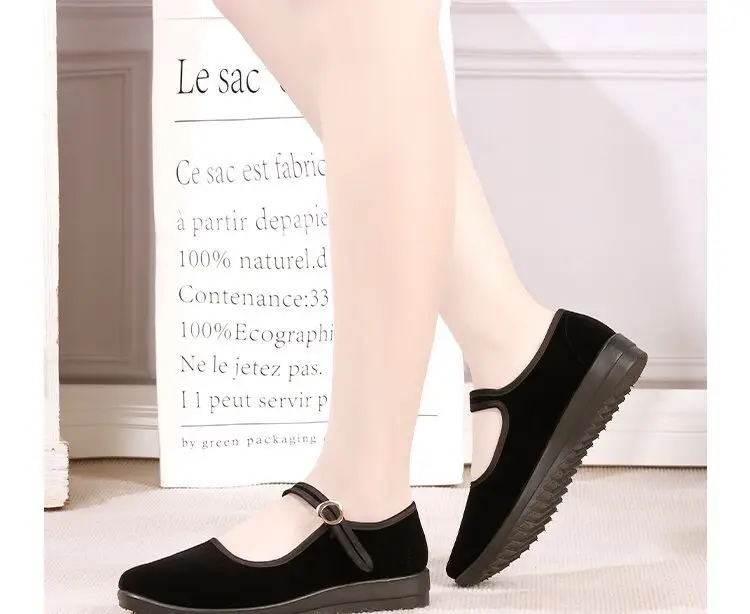 Black Buckle Strap Women's Flat Shoes — feature 13
