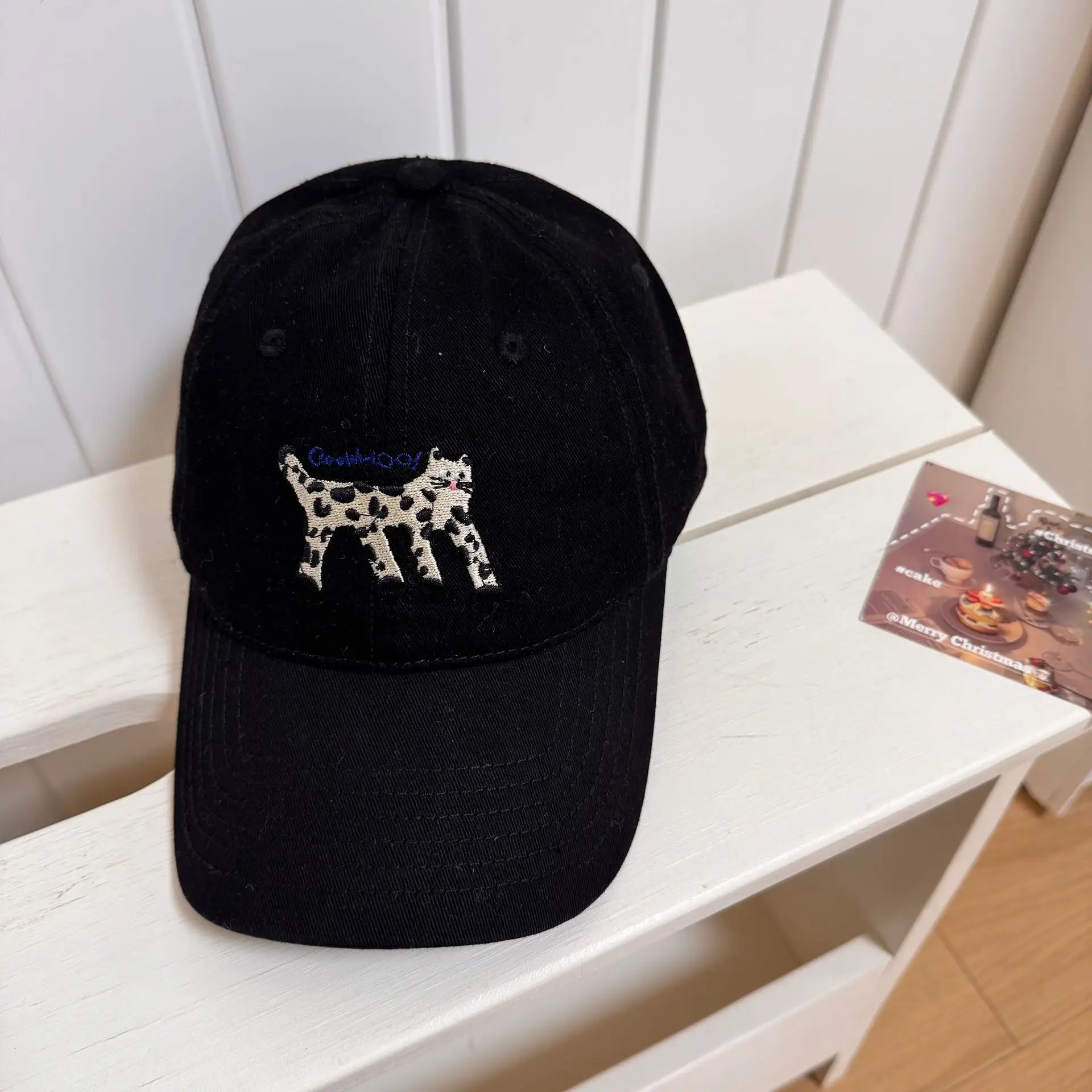 Korean Cat Embroidered Baseball Caps Women - Image 2