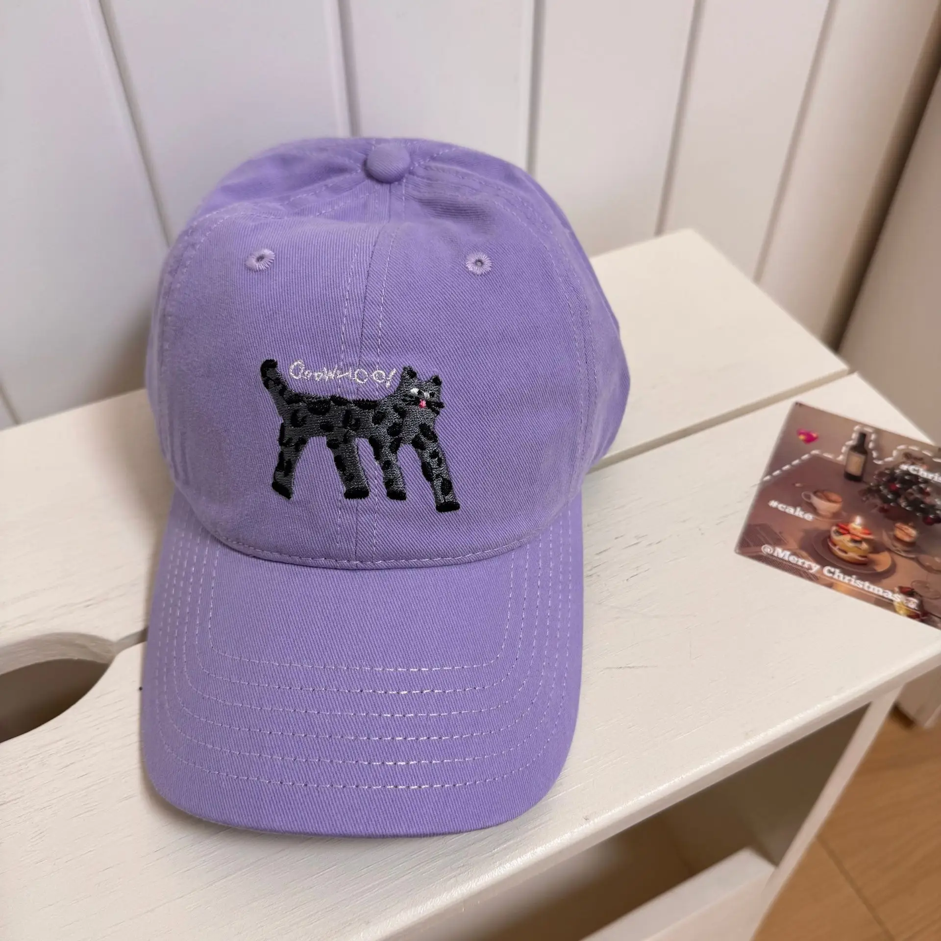 Korean Cat Embroidered Baseball Caps Women - Image 3