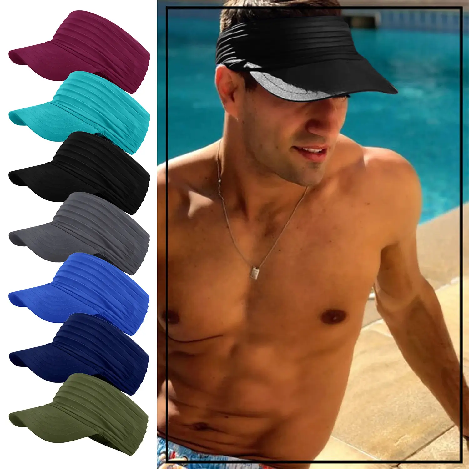 Wine Red UV Sunshade Hat for Men Women