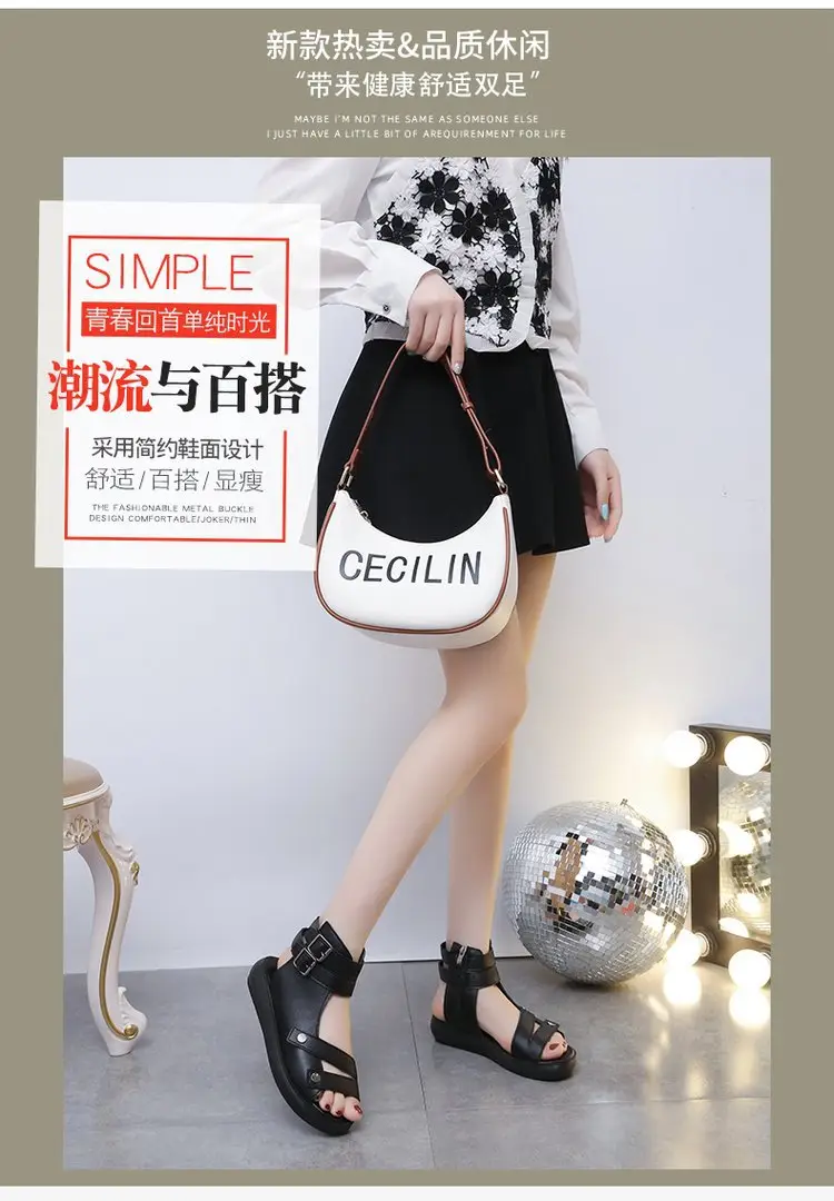 Thick-soled Roman Sandals Women's Flat 2025 Summer New Arrival Casual Retro Wedge Breathable High-top Fish-toe Women's Shoes — feature 1