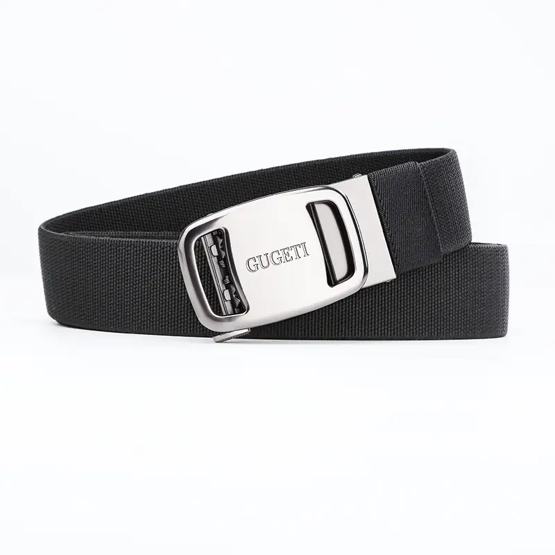 Men's Black Holeless Elastic Belt with Adjustable Buckle - Image 11