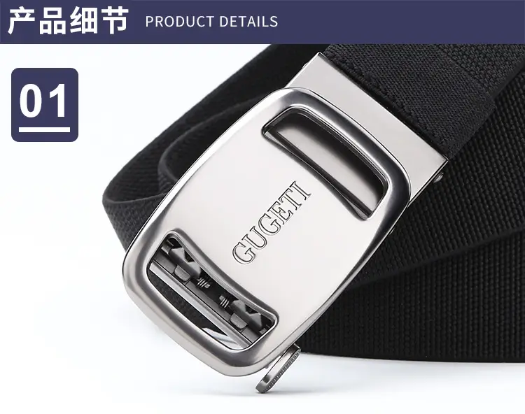 Men's Black Holeless Elastic Belt with Adjustable Buckle — feature 11
