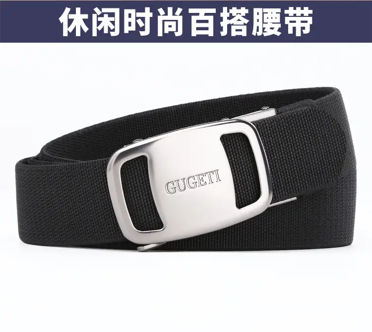 Men's Black Holeless Elastic Belt with Adjustable Buckle — feature 8