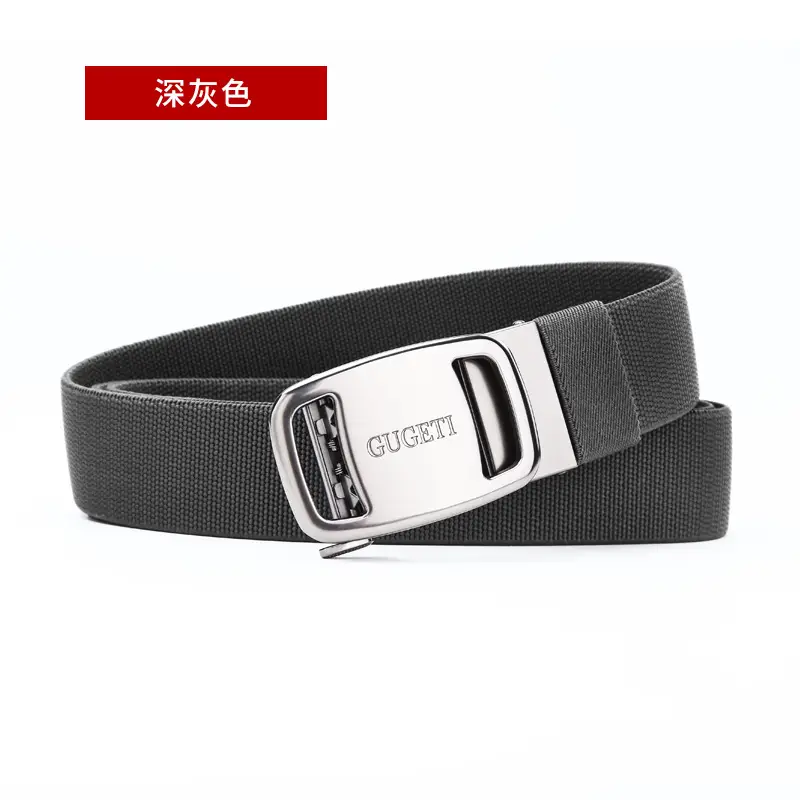 Men's Black Holeless Elastic Belt with Adjustable Buckle - Image 2