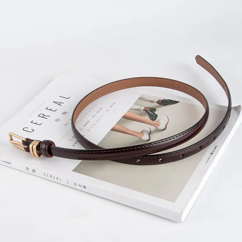 Golden Parallel Bars Genuine Leather Belt for Women - Image 17