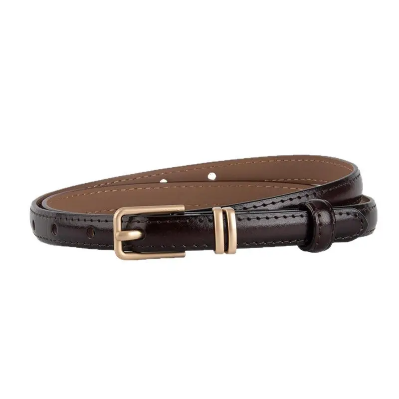 Golden Parallel Bars Genuine Leather Belt for Women - Image 19