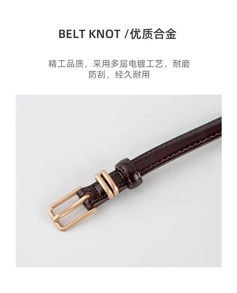 Golden Parallel Bars Genuine Leather Belt for Women — feature 6