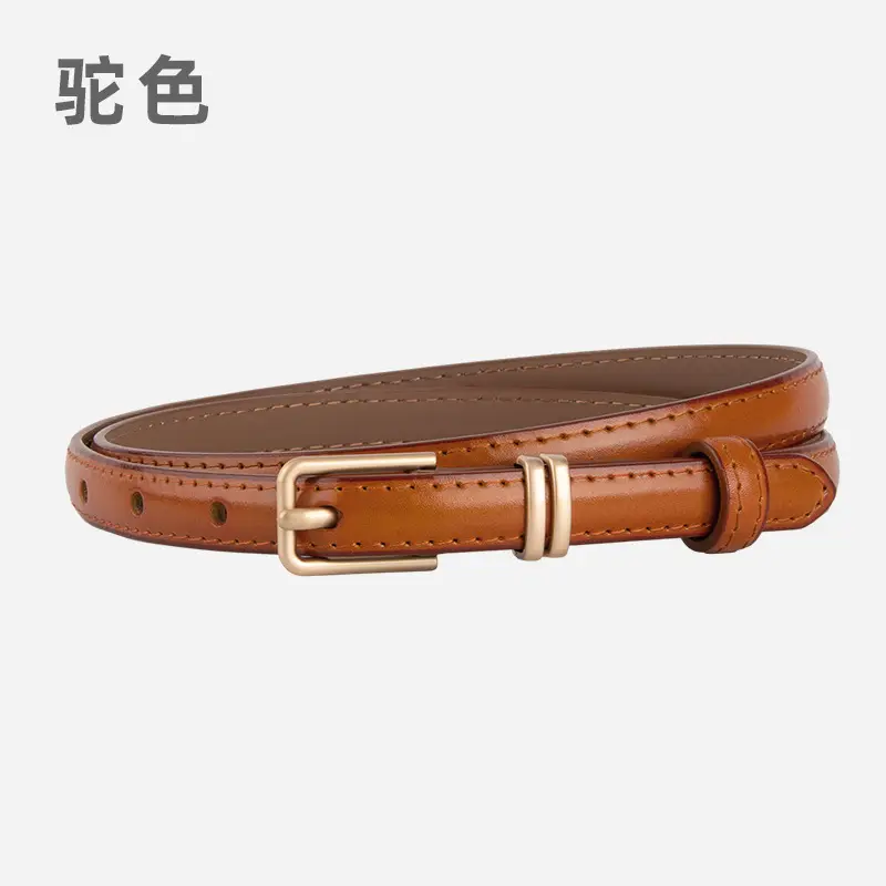 Golden Parallel Bars Genuine Leather Belt for Women - Image 12