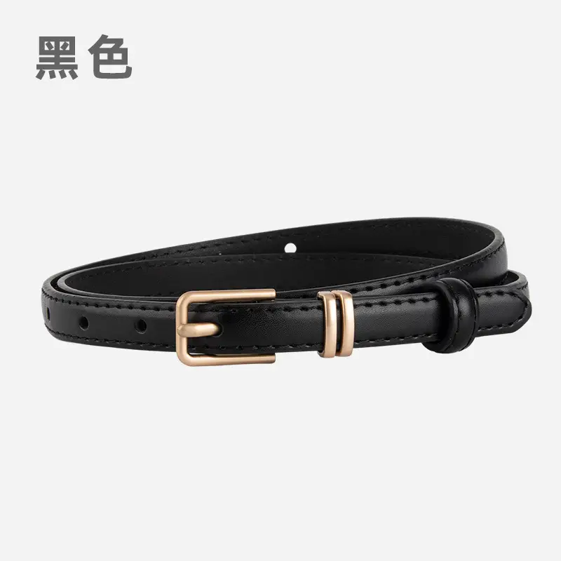 Golden Parallel Bars Genuine Leather Belt for Women - Image 2