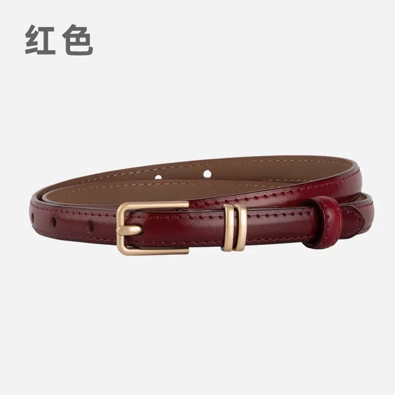 Golden Parallel Bars Genuine Leather Belt for Women - Image 3