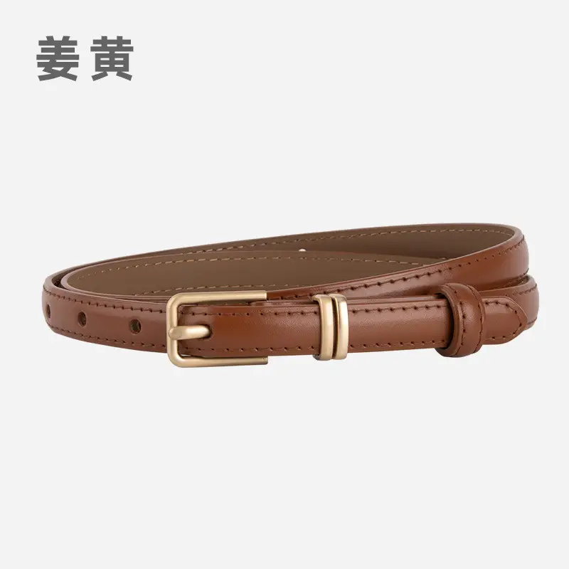 Golden Parallel Bars Genuine Leather Belt for Women - Image 4