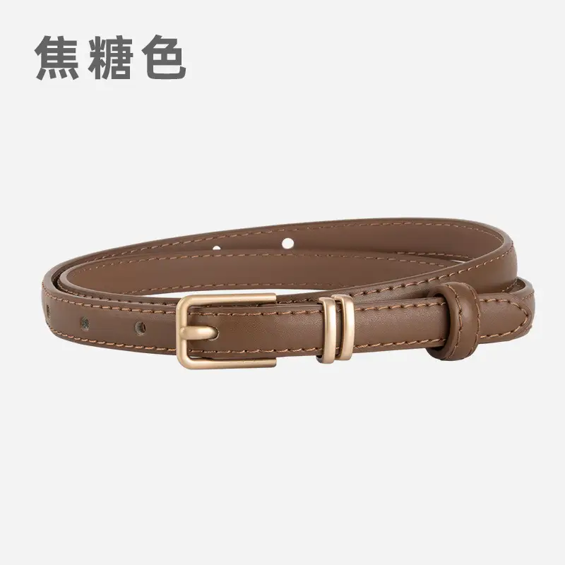 Golden Parallel Bars Genuine Leather Belt for Women - Image 5