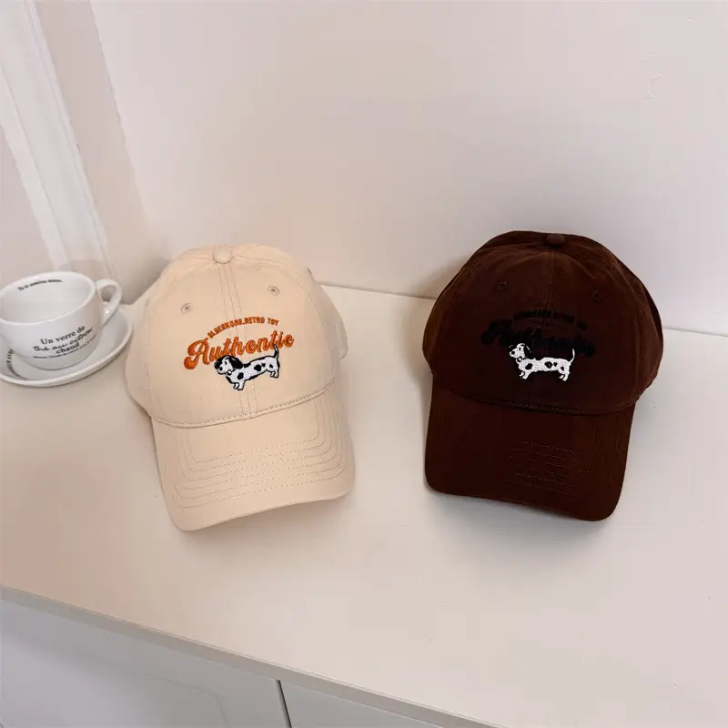 Women's Beige "Boutique" Cap with Doll Embroidery