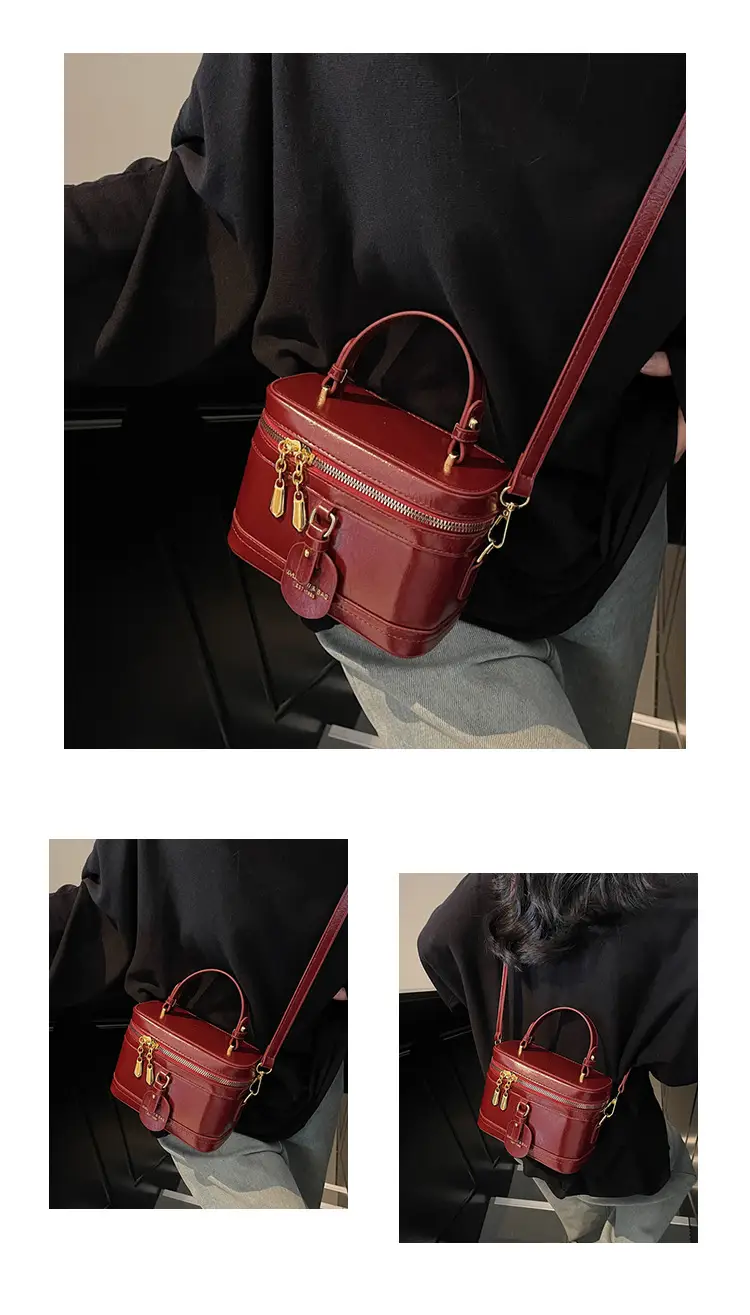 Retro Crossbody Bag Red Leather 2025 New Fashion — feature 10