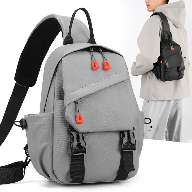 Men's Grey Crossbody Chest Bag Large Capacity 20W+ - Image 7