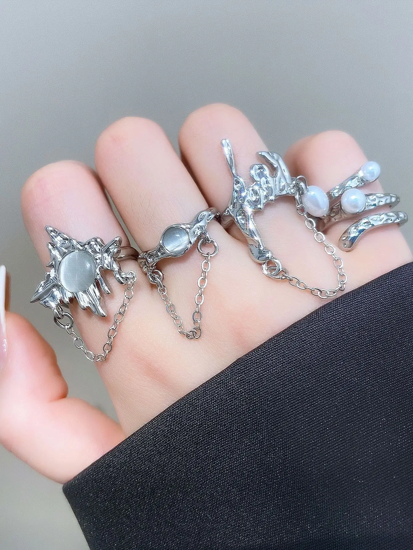 Bow Design Open Finger Ring for Women Silver — feature 13