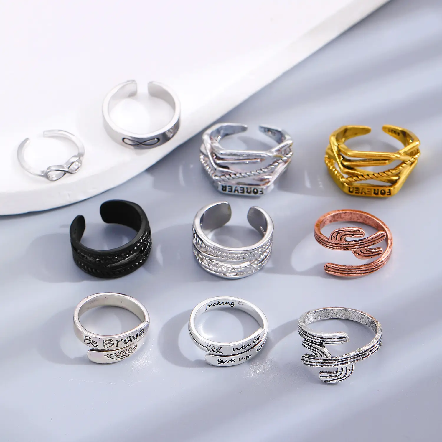 Bow Design Open Finger Ring for Women Silver — feature 22