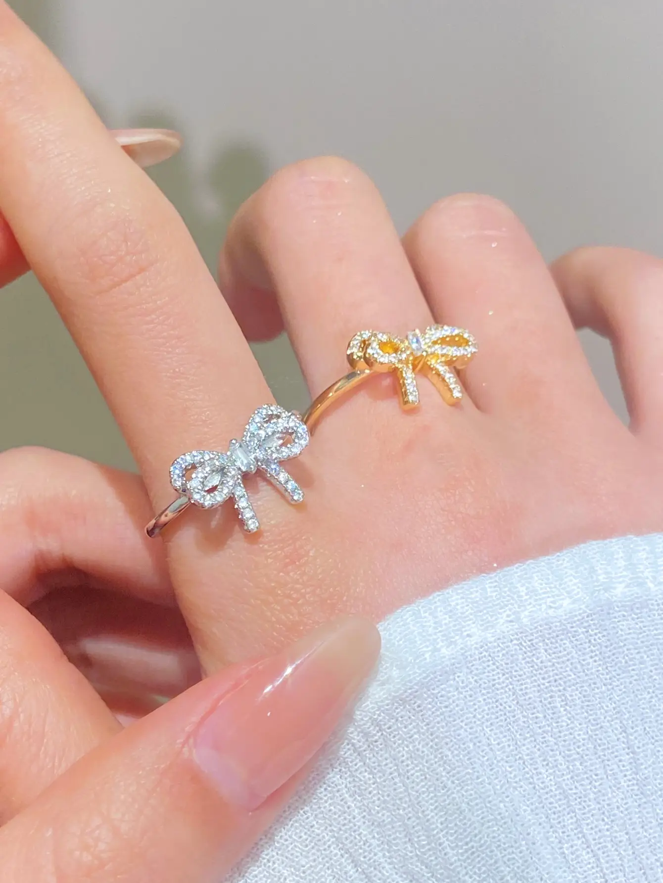 Bow Design Open Finger Ring for Women Silver — feature 24