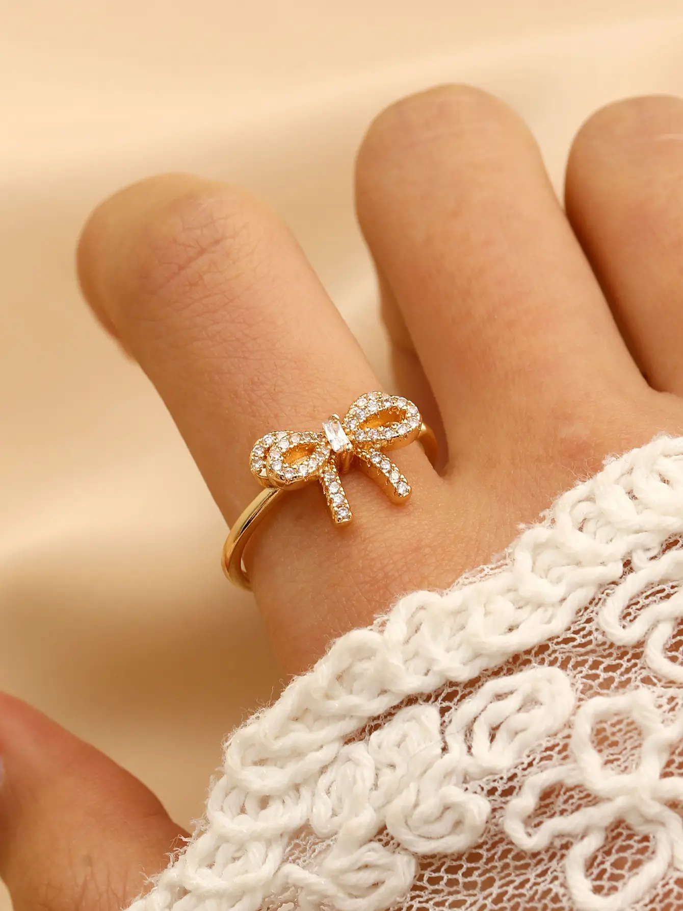 Bow Design Open Finger Ring for Women Silver — feature 25