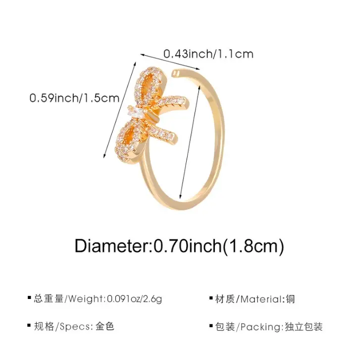 Bow Design Open Finger Ring for Women Silver — feature 3